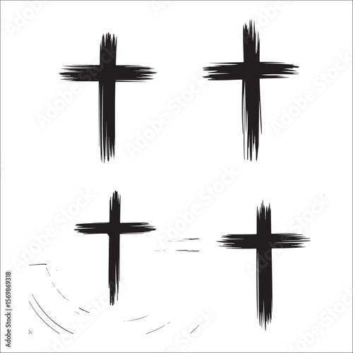 Jesus Christ Crucifixion and Cross Silhouette Vector Set Religious Faith & Easter Symbols
Black Cross & Crucifix Icons Collection Christian Religion, Faith, and Spiritual Art
Holy Crosses and Jesus