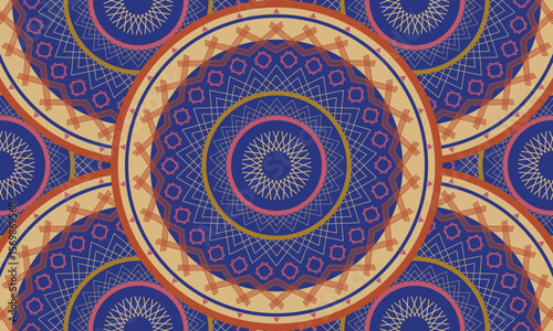 Abstract repeat ethnic circle pattern, seamless pattern
