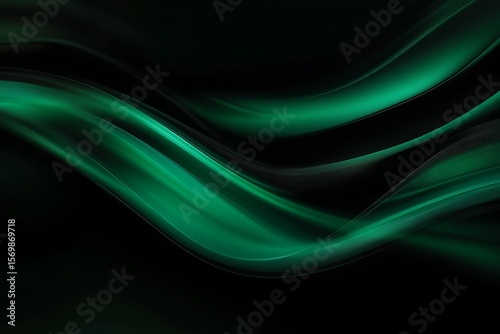Abstract emerald green waves flowing across a dark sophisticated background