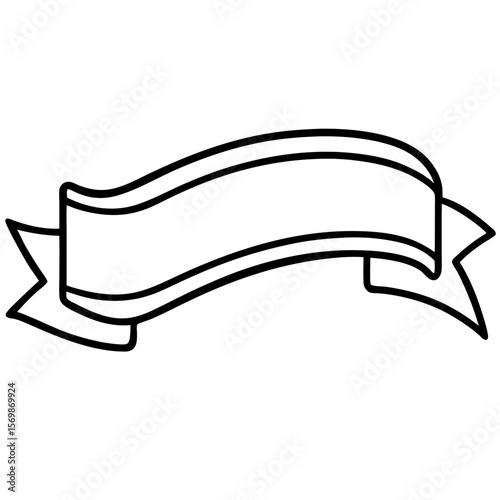 Minimal Waving Banner Line Art