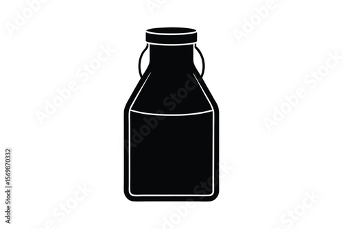 Classic glass milk bottle with handles and cap silhouette