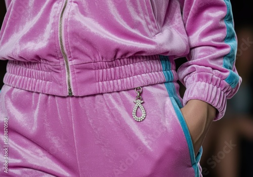 Close-up on the texture of a velour tracksuit