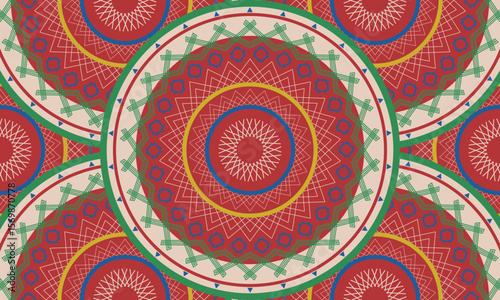 Abstract repeat ethnic circle pattern, seamless pattern

