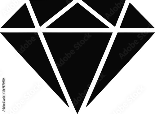 Black silhouette of a diamond shape on white background 
