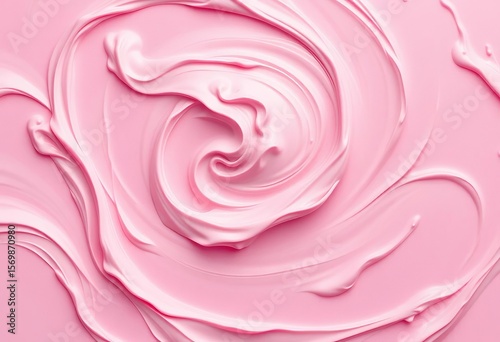 Swirling pink cream texture on pastel background , aesthetic, packaging