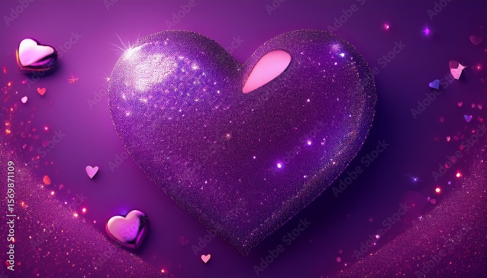 a purple heart with glitter on it is on a purple background a purple heart with glitter on it is on a purple background