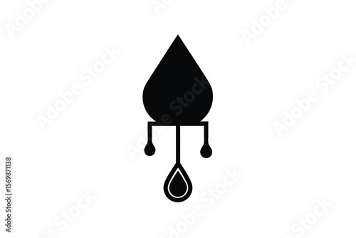 Abstract black silhouette of a dripping liquid or ink drop