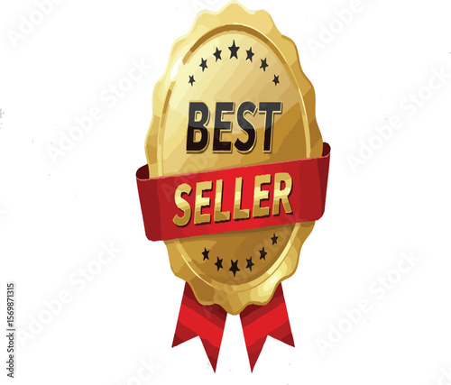 Golden "Best Seller" award badge with stars and red ribbon, signifying top product quality and recognition.