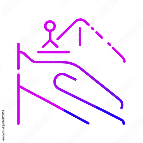 Ski slope landscape design with mountain and skier illustration  
