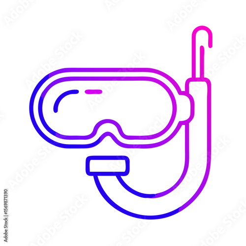 Snorkel mask and tube in modern gradient line art style  