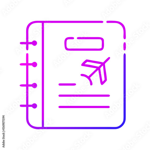 Travel planner notebook with airplane icon in modern design  