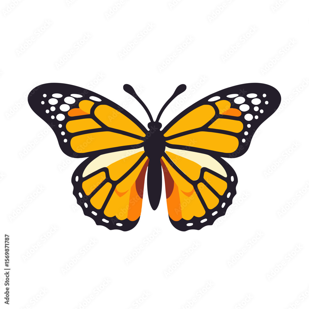 Fototapeta premium Monarch Butterfly Illustration-Beautiful Orange and Black Butterfly Vector-Nature Inspired Graphic Art-Unique Butterfly Design for Creative Projects