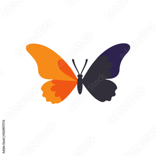 Orange and Black Butterfly Illustration-Minimalist Butterfly Graphic-Insect Art for Kids-Butterfly Icon-Winged Beauty Design-Colorful Butterfly Image