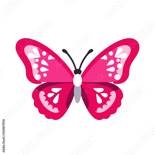 Pink Butterfly Illustration-Cute Insect with White Spots-Beautiful Winged Creature-Nature Graphic-Colorful Butterfly Design-Ideal for Kids Projects-Spring Theme_
