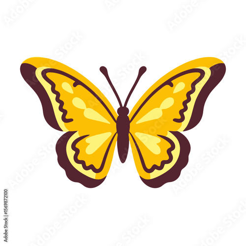 Yellow Butterfly Illustration- Beautiful Insect Graphic- Vector Image of a Colorful Butterfly with Intricate Wing Patterns- Nature Art Print- Butterfly Design for Kids
