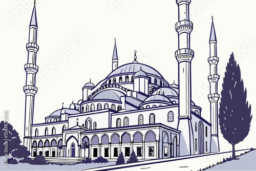 Blue Mosque Istanbul architectural drawing architecture