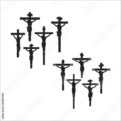 Jesus Christ Crucifixion and Cross Silhouette Vector Set Religious Faith & Easter Symbols
Black Cross & Crucifix Icons Collection Christian Religion, Faith, and Spiritual Art
Holy Crosses and Jesus