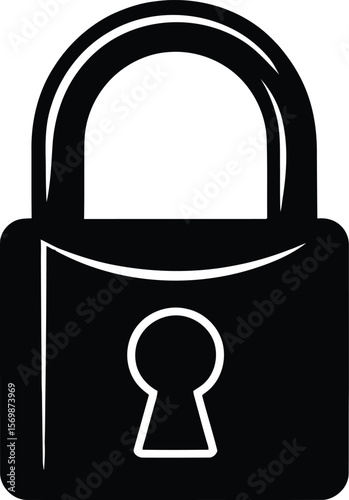 Black silhouette of a padlock on white background 