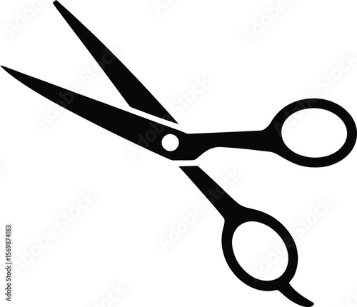 Black silhouette of a pair of scissors on white background 