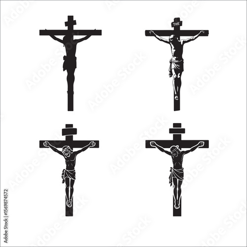 Jesus Christ Crucifixion and Cross Silhouette Vector Set Religious Faith & Easter Symbols
Black Cross & Crucifix Icons Collection Christian Religion, Faith, and Spiritual Art
Holy Crosses and Jesus