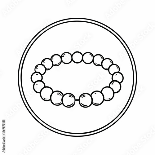 A beaded bracelet in a circular frame offers simple elegance, ideal for jewelry designers or minimalist fashion concepts and designs.