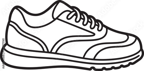 Black and white athletic shoe outline footwear running
