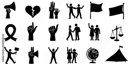 Silhouette Protest & Activism Icons Set