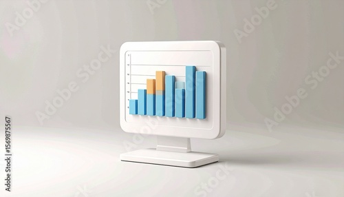 A bar graph jumping over a rotating spreadsheet icon