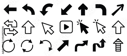 Simple Black arrow vector icon pack,