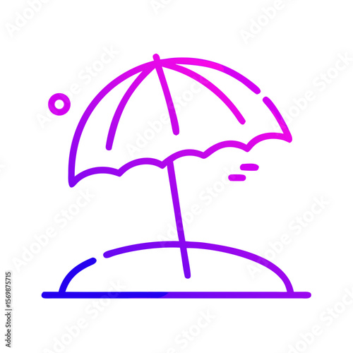 Beach umbrella in minimalist style with gradient colors  