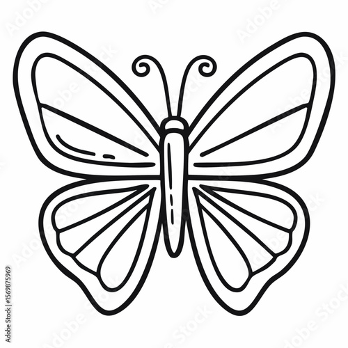 Charming butterfly outline graphic suitable for branding, design projects, nature-themed decorations, and scalable art.