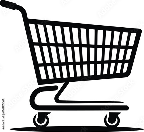 Black silhouette of a shopping cart on white background 