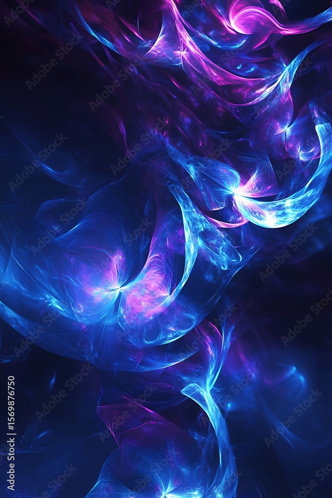 Obraz premium Abstract swirling blue and pink nebula with glowing light trails
