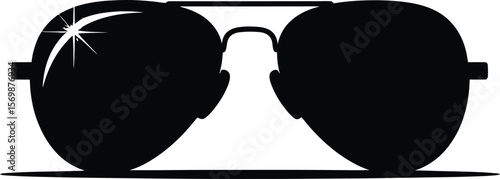 Black silhouette of a sunglasses on white background 