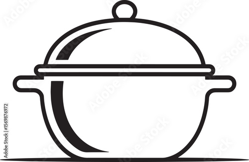 Black cooking pot with lid and handles kitchen