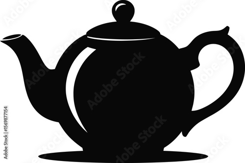 Black silhouette of a teapot on white background