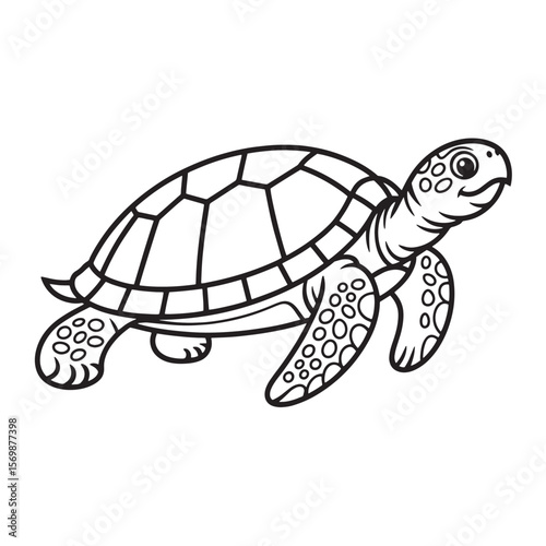 Cartoon sea turtle swimming underwater animal illustration