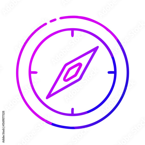 Compass icon in minimalist style with purple gradient  