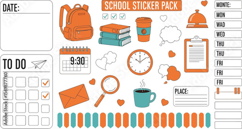 School planner stickers printable pack for teachers and students study organization and decoration 100