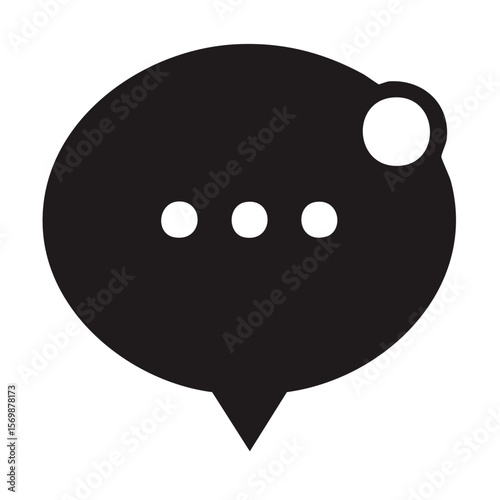 Silhouette of a Rounded Alert Notification Bubble with a Dot in the Top-Right Corner, Solid Black Minimal Vector Icon on White Background