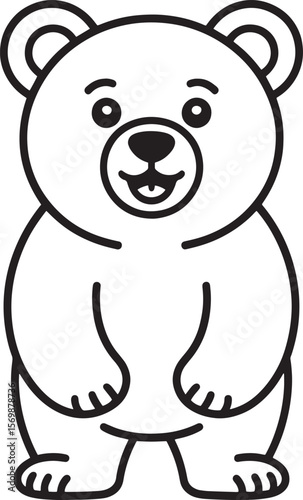 Cute cartoon bear standing with happy expression animal black