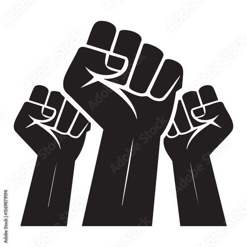 Raised fists protest vector illustration black power solidarity revolution art
