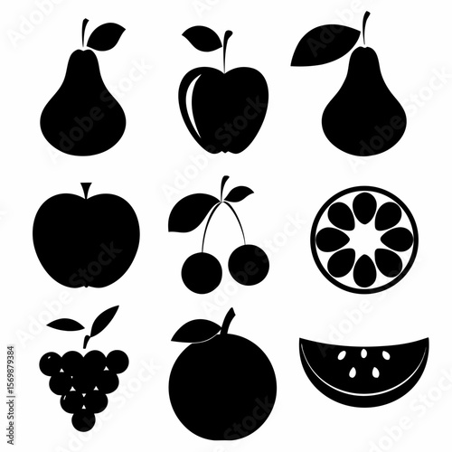 Wallpaper Mural Set of Fruit silhouettes Torontodigital.ca