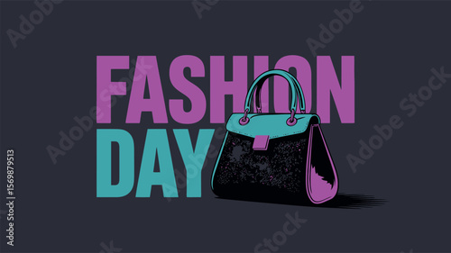 Fashion Day Celebration with Handbag Illustration on Stylish Gradient Text