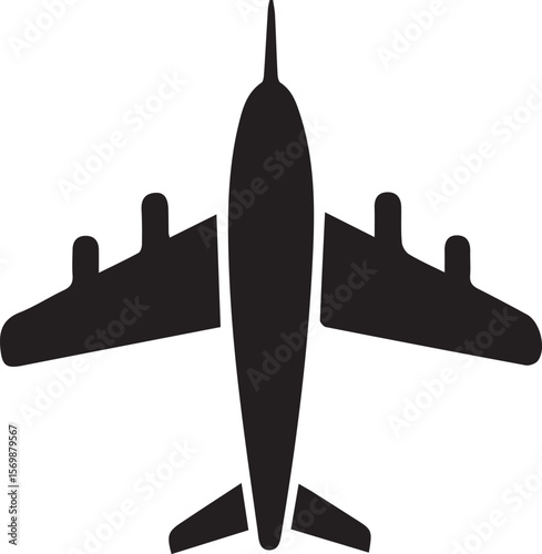 Sleek Silhouette of an Aircraft: A striking monochrome silhouette of an aircraft, soaring through the air, its wings spread wide. This graphic evokes the spirit of travel and exploration.