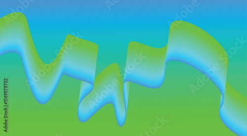 Wavy Blend Abstract Curved Background Green Cyan Design Vector Illustration