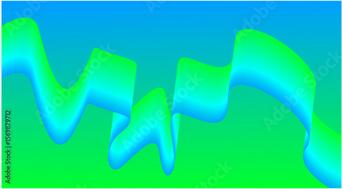 Wavy Blend Abstract Curved Background Green Cyan Design Vector Illustration