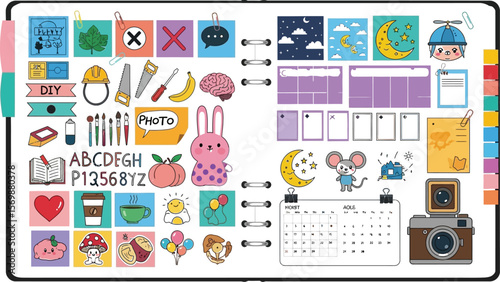 Cute planner stickers scrapbook diy journal stickers printable stickers bullet journal sticker sheet template