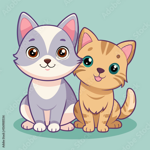 Cute Cartoon Cat & Dog Vector Characters | Flat Pastel Style


