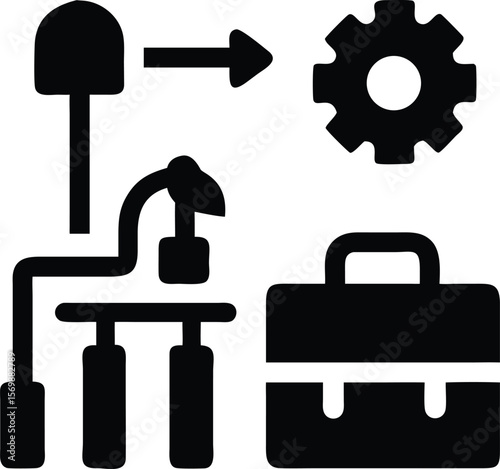 Business process engineering and workflow icon